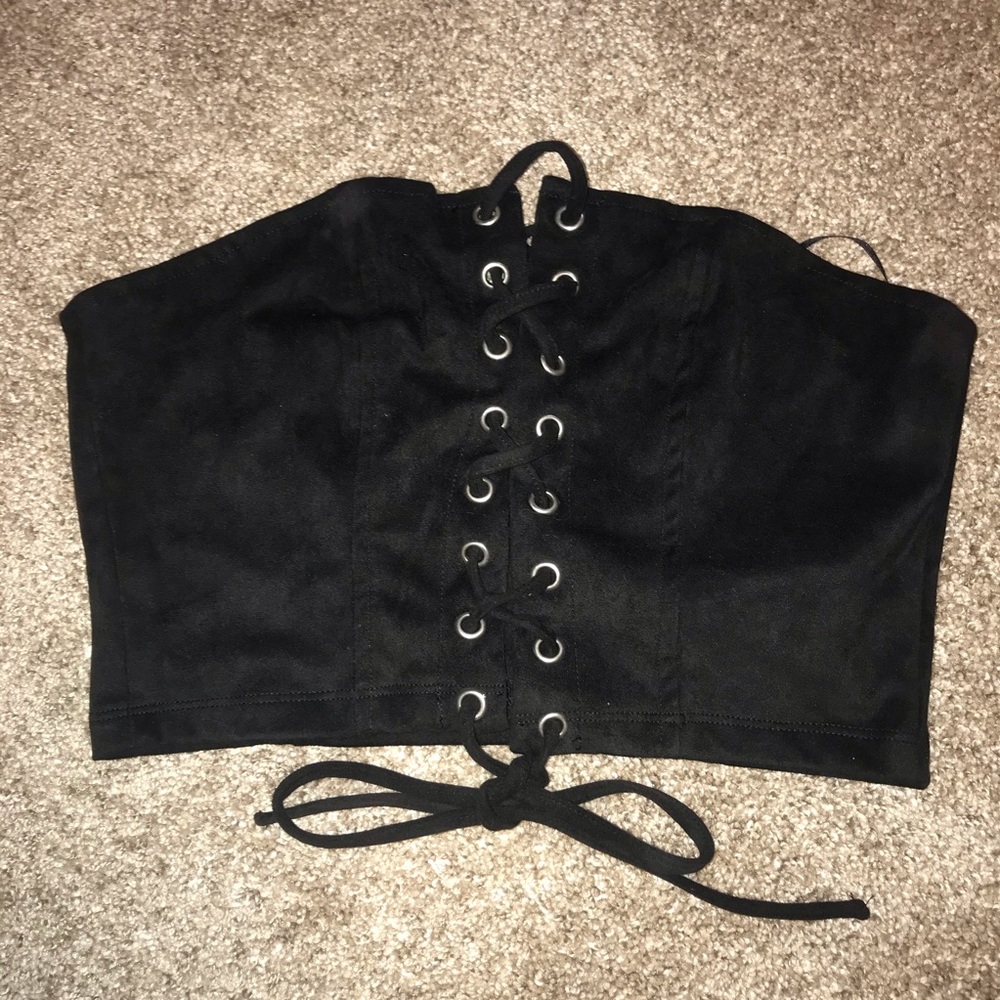 Black Lace-up Tube Top